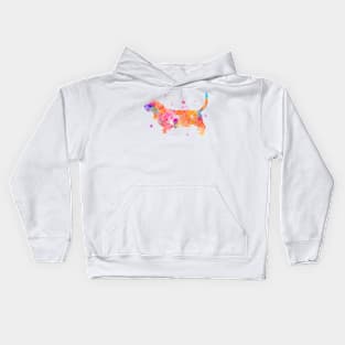 Basset Hound Dog Watercolor Painting Kids Hoodie